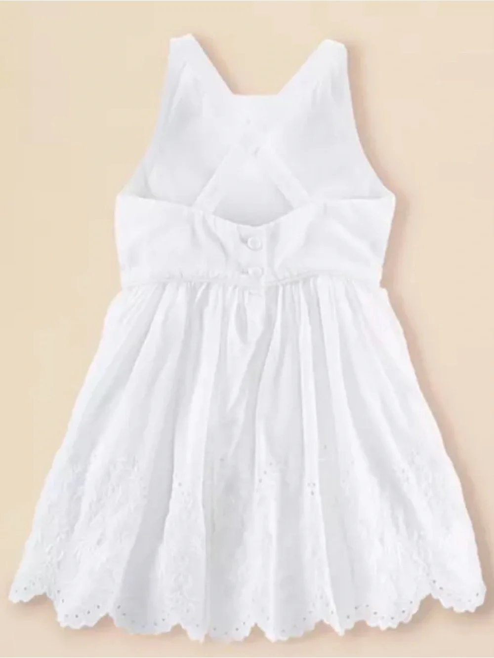 Girls Ralph Lauren White Sleeveless Eyelet Dress